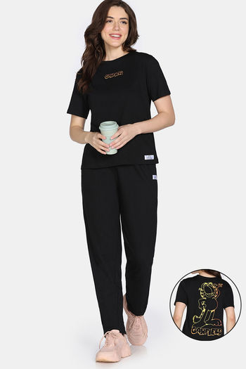 Buy Zivame 2 Mile Fashion Knit Cotton Loungewear Set - Black Beauty